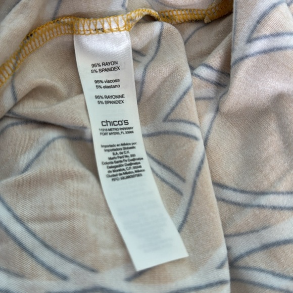 Zenergy by Chico’s Asymmetrical Yellow Patterned Long Sleeve Top Size 2 Large - Picture 7 of 10